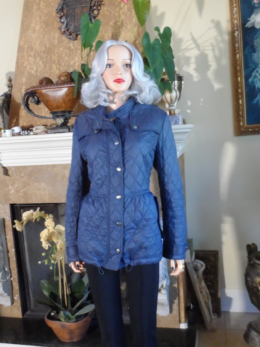Burberry Brit Navy Blue Quilted Anorak Jacket Size XL